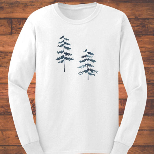 Midnight Spruce Silhouettes Trees Long Sleeve T-Shirt