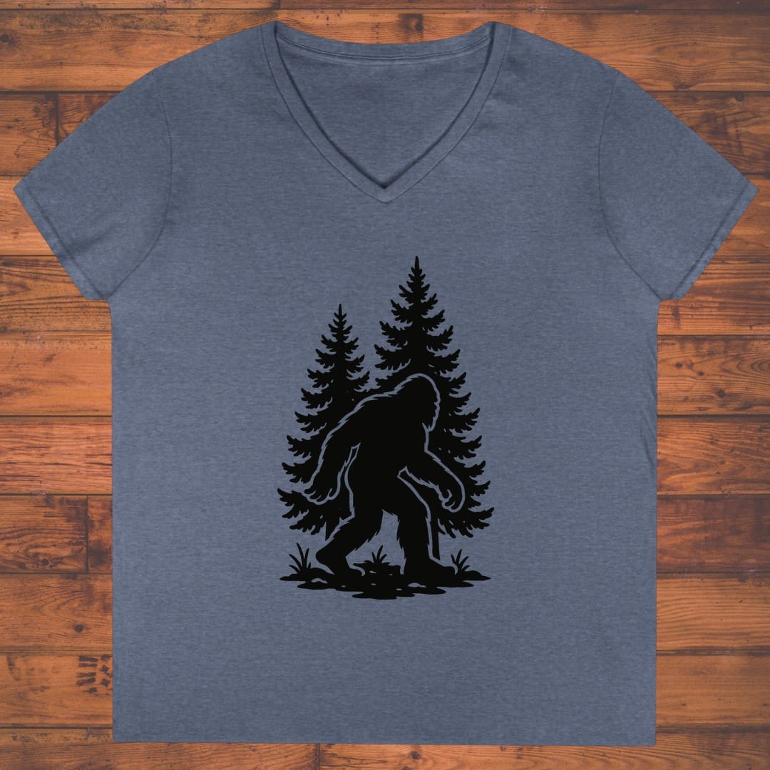 Sasquatch Silhouette Ladies' V-Neck