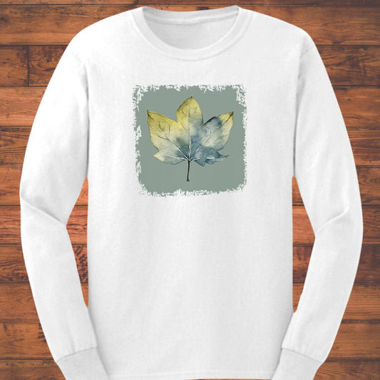 Aqua Sombra Leaf Long Sleeve T-Shirt