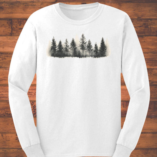 Foggy Treeline Long Sleeve T-Shirt