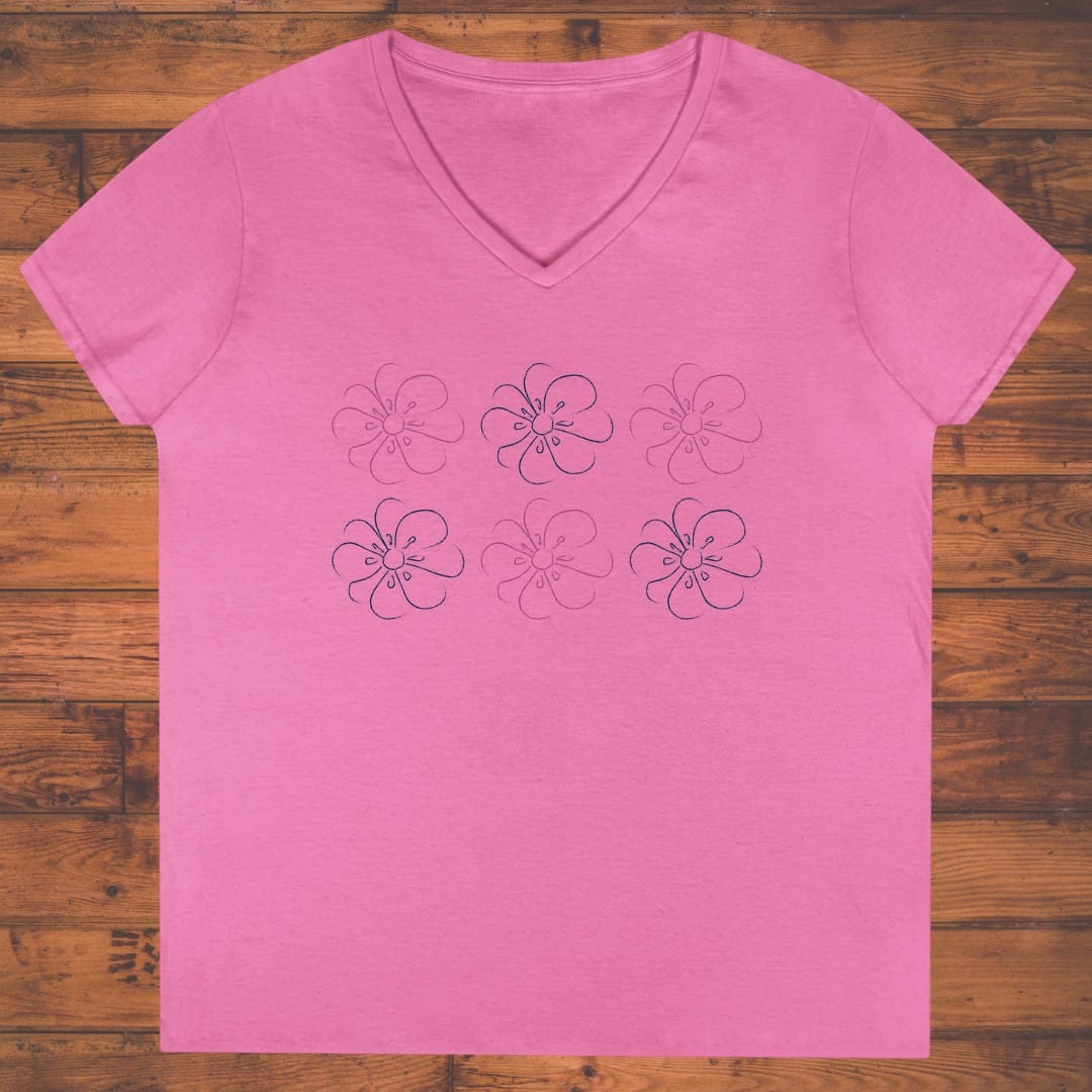 Little Bloom Grid Ladies' V-Neck