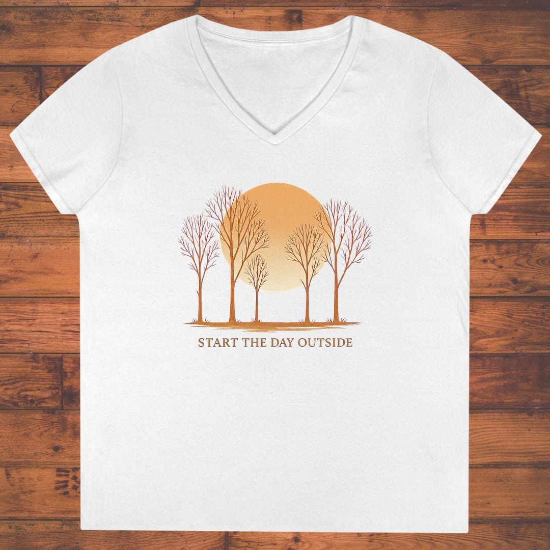 Dawn Among Trees Ladies' V-Neck