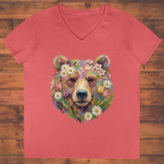Petalheart Bear Ladies' V-Neck