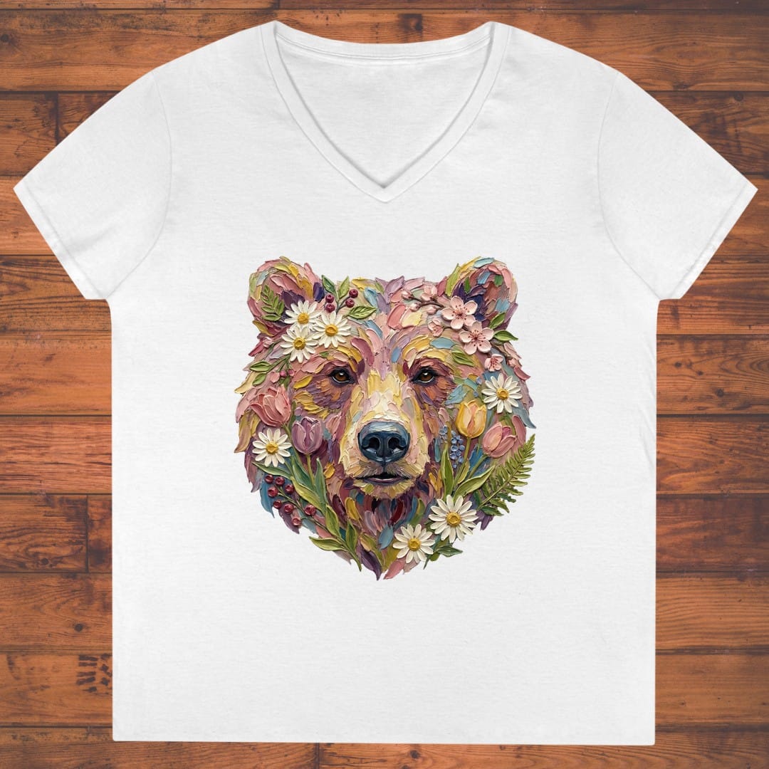 Petalheart Bear Ladies' V-Neck