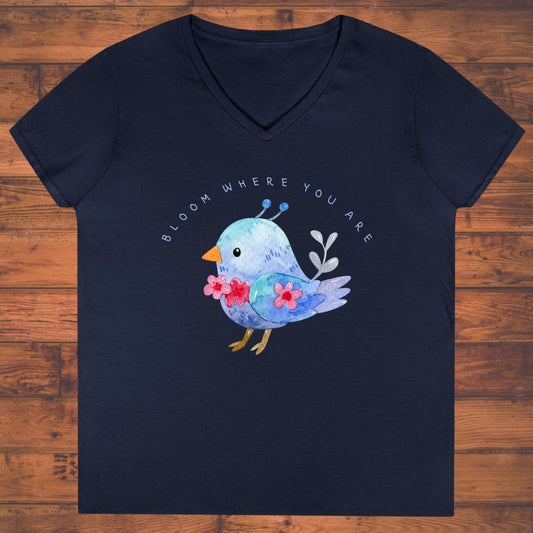 Little Blue Bloom Ladies' V-Neck