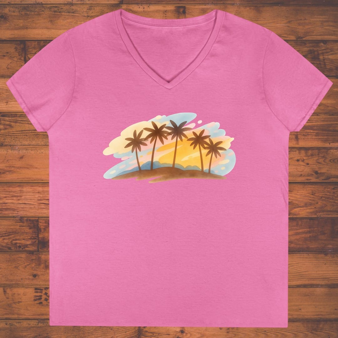Pastel Palms Ladies' V-Neck
