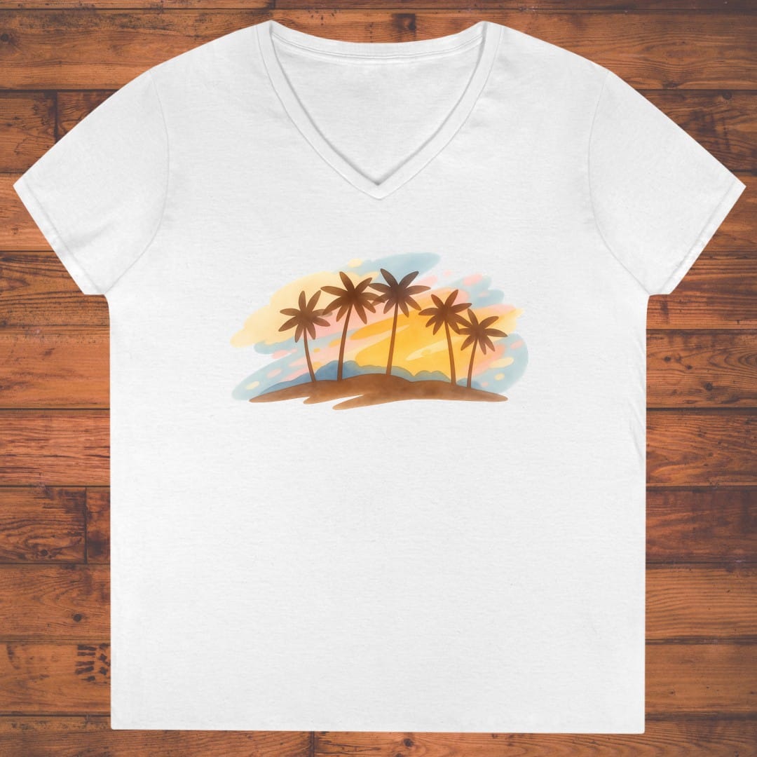 Pastel Palms Ladies' V-Neck