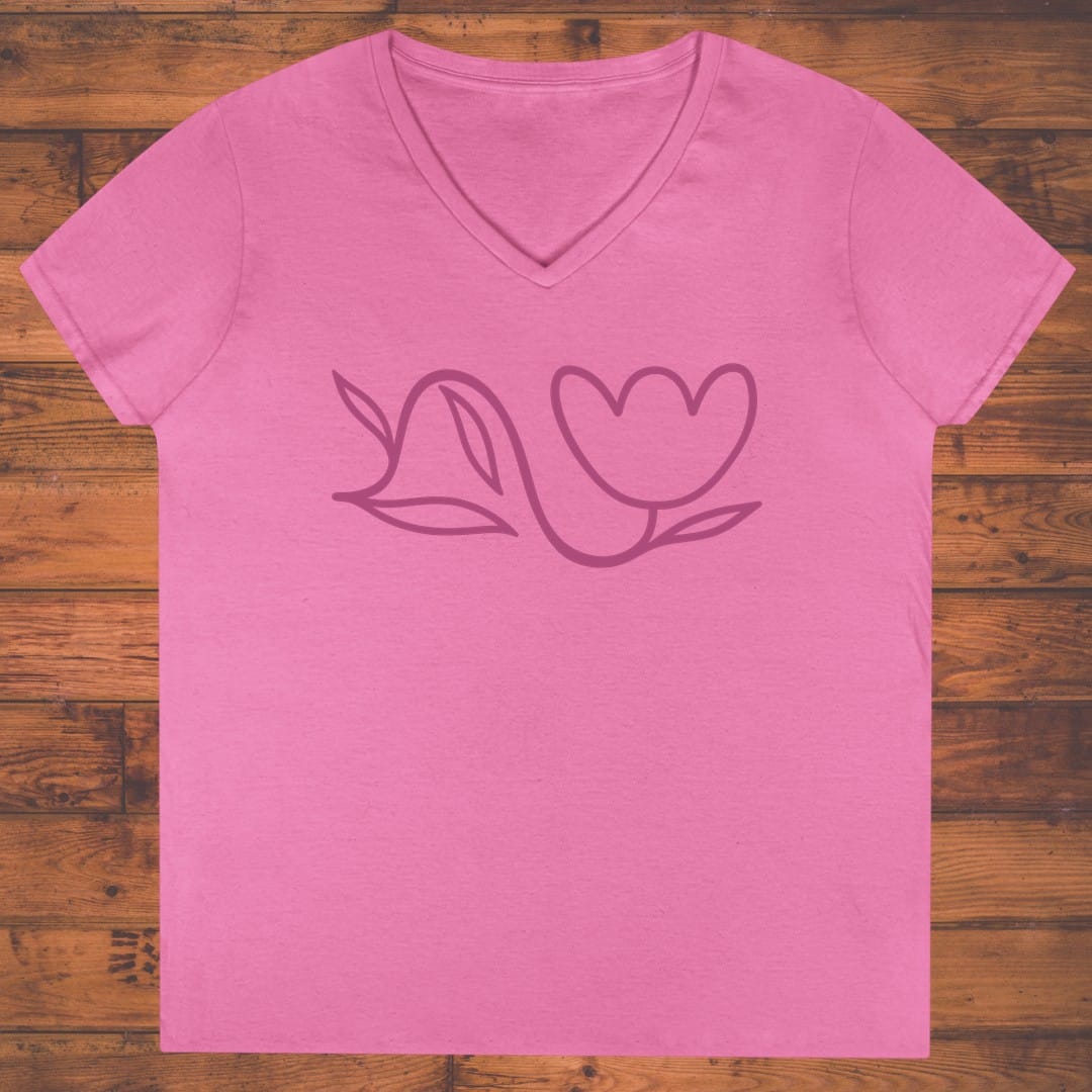 Line Flower Ladies' V-Neck