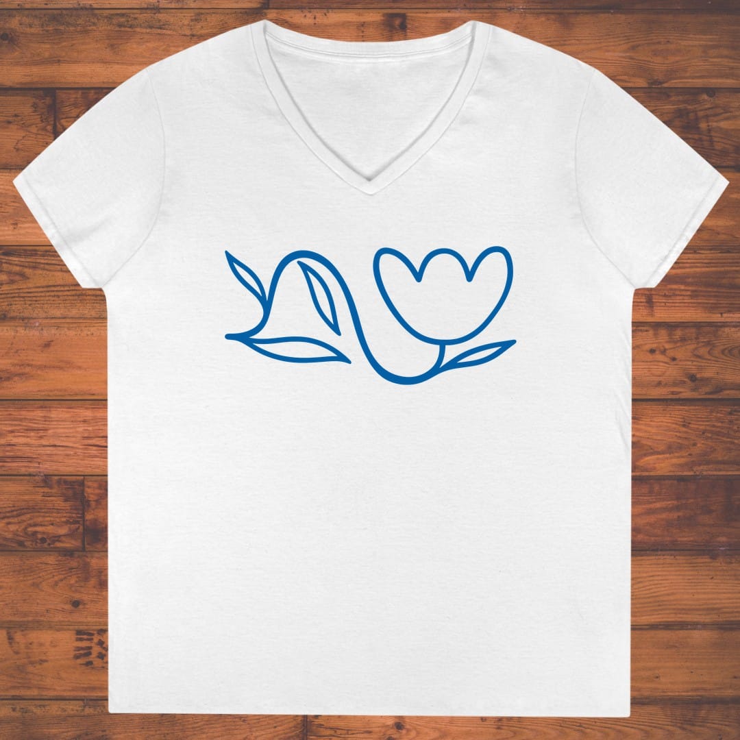 Line Flower Ladies' V-Neck