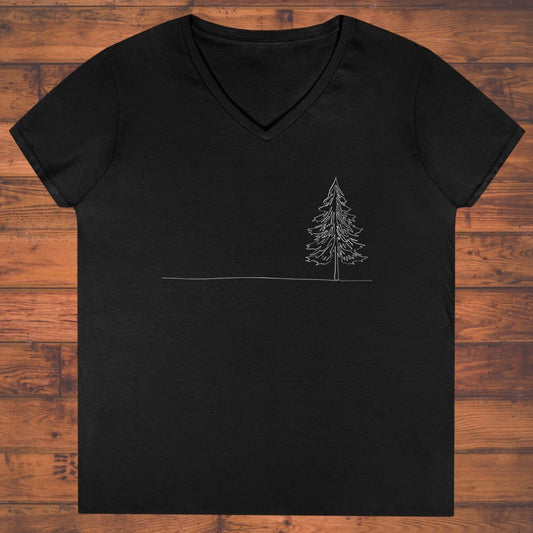 Lone Fir Silhouette Ladies' V-Neck