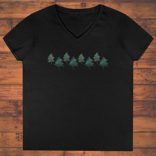 Forest Silhouette Serenity Ladies' V-Neck