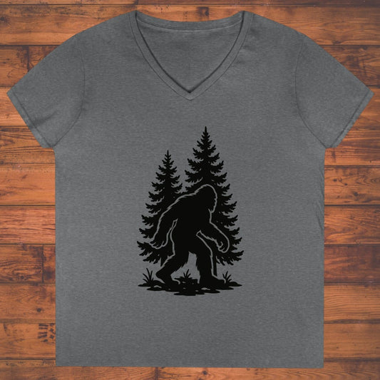 Sasquatch Silhouette Ladies' V-Neck