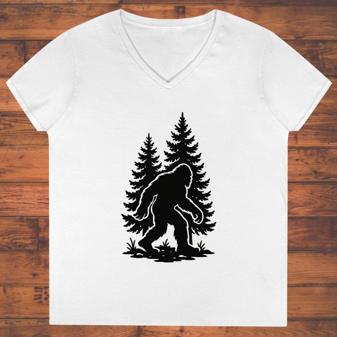 Sasquatch Silhouette Ladies' V-Neck