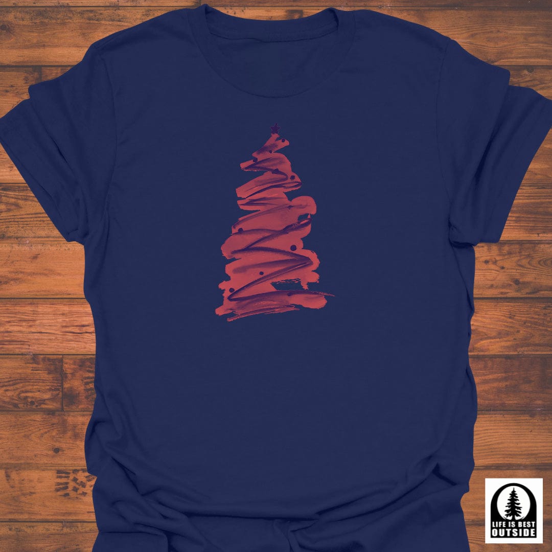 Crimson Swirl Holiday Tree T-Shirt