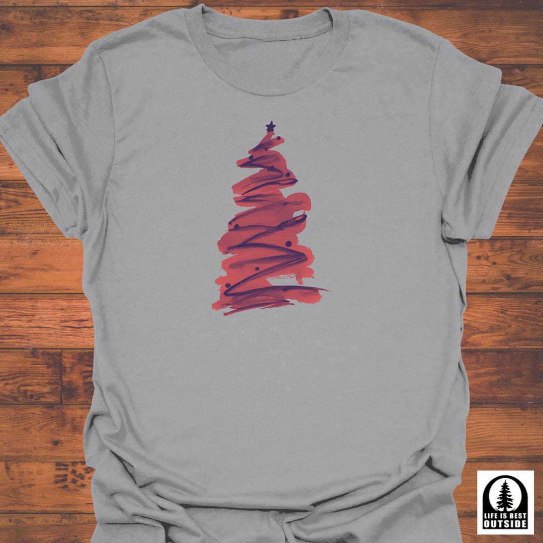 Crimson Swirl Holiday Tree T-Shirt