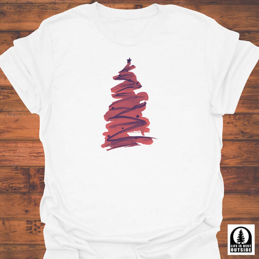 Crimson Swirl Holiday Tree T-Shirt