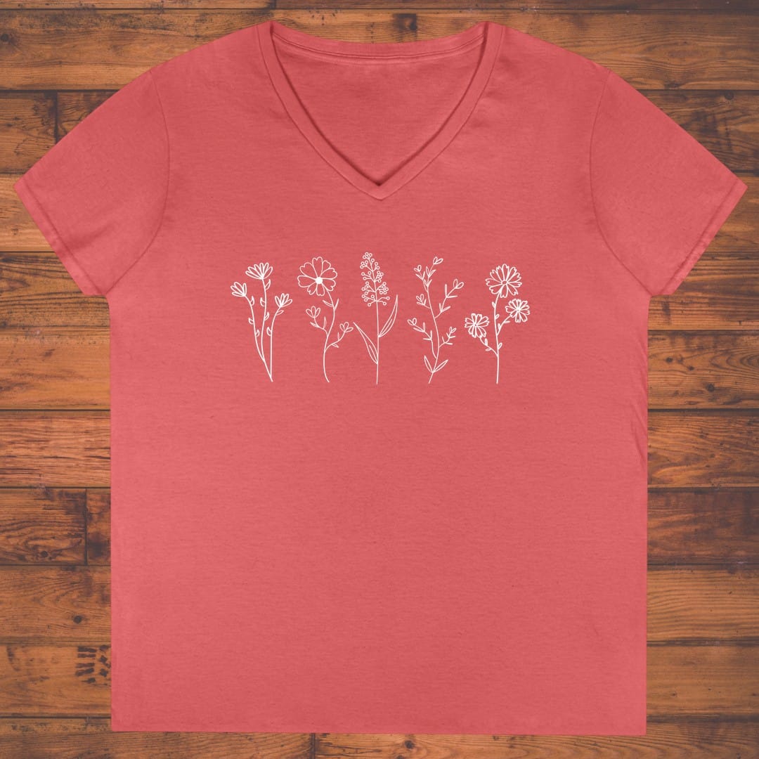 Blossom Sketches Ladies' V-Neck