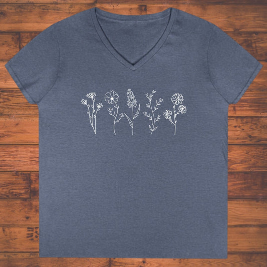 Blossom Sketches Ladies' V-Neck