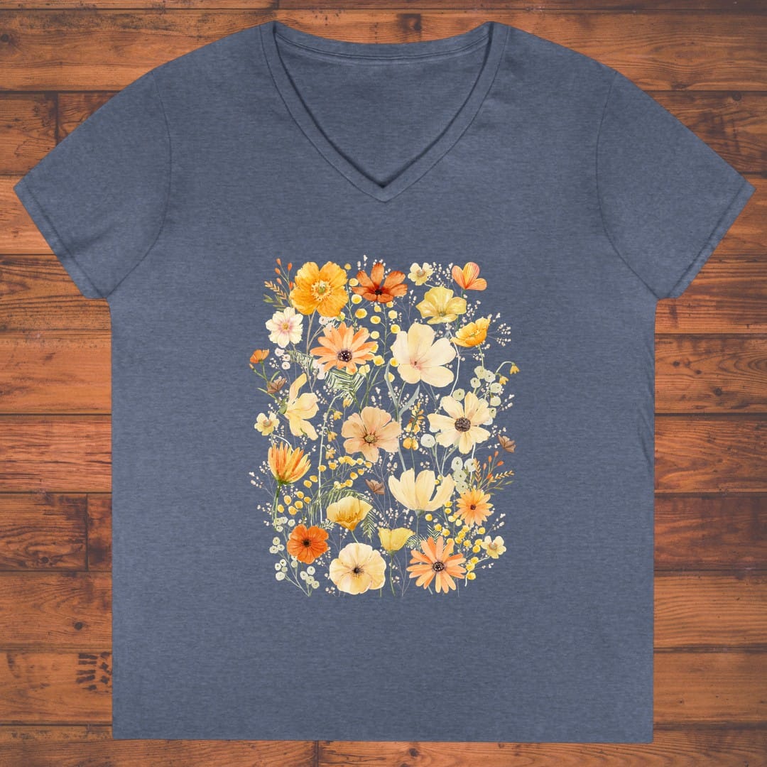 Sunlit Blossom Symphony Ladies' V-Neck