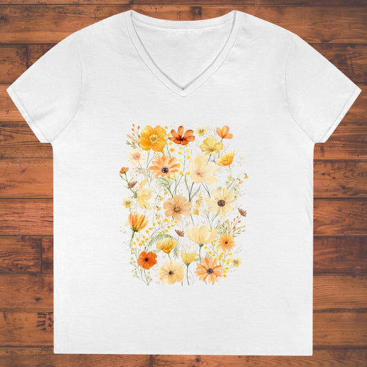 Sunlit Blossom Symphony Ladies' V-Neck