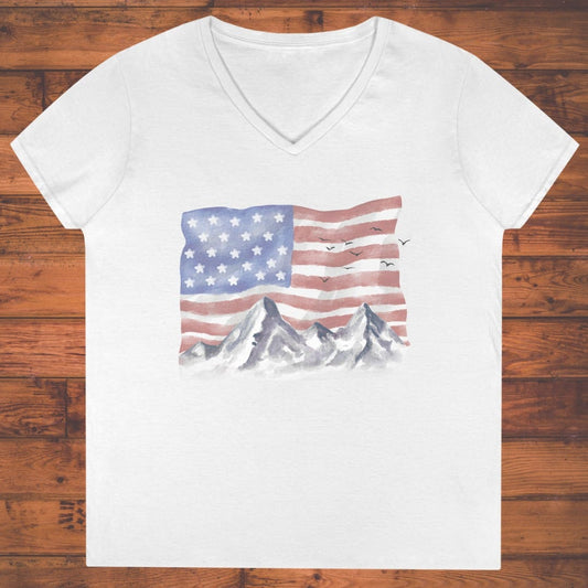 Peaks and Stripes Ladies' V-Neck