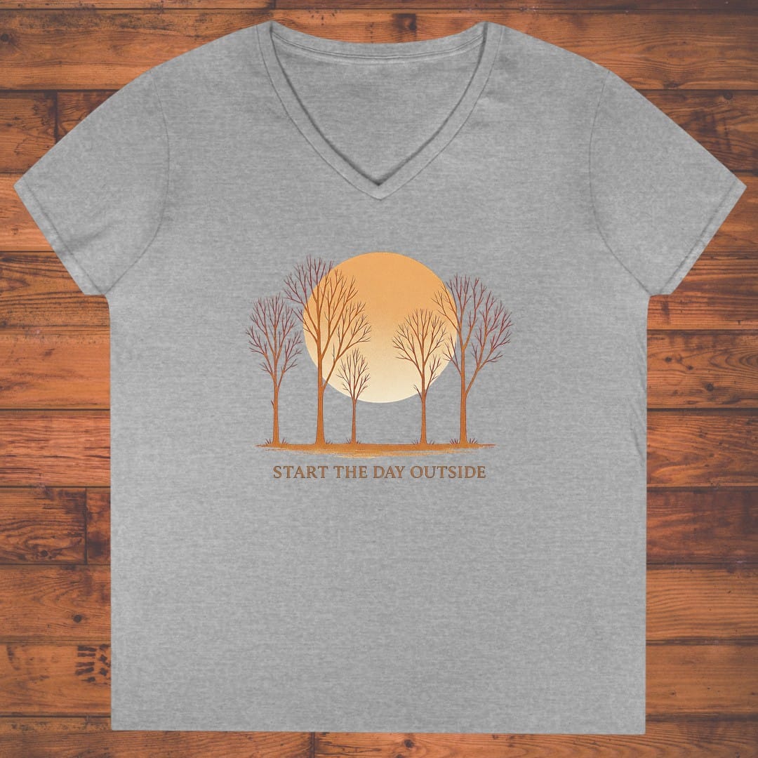 Dawn Among Trees Ladies' V-Neck