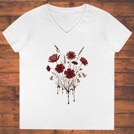 Crimson Bloom Ladies' V-Neck